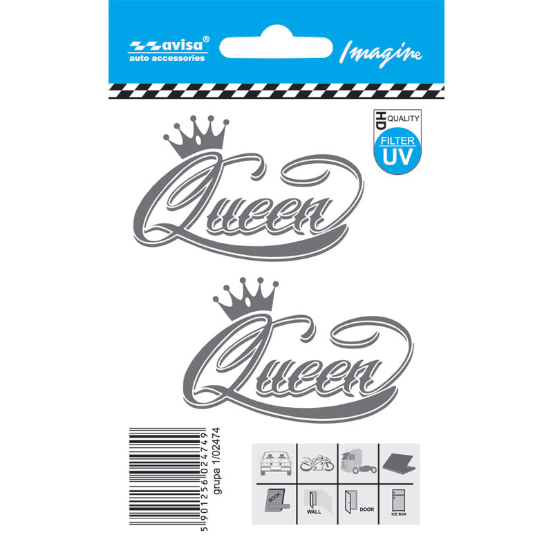 Avisa, AutoTattoo Aufkleber QUEEN 2-Stück - 6,3x4cm, Vinyl