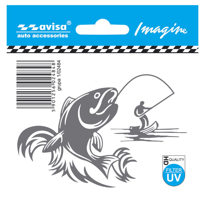 Avisa, AutoTattoo Aufkleber Fisherman - 9,7x6,5cm, Vinyl, Grau