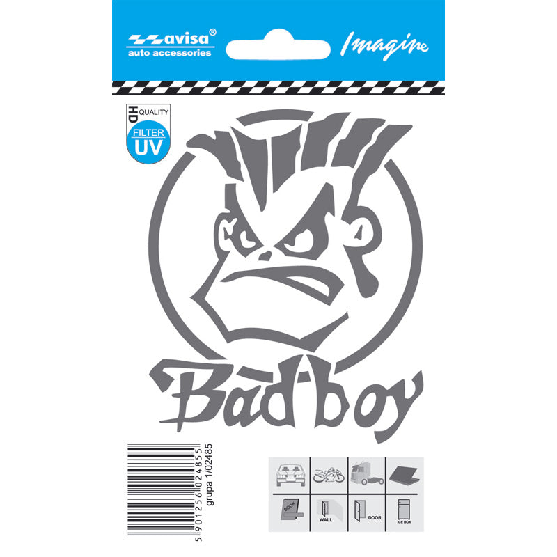 Avisa, AutoTattoo Aufkleber BAD BOY silver - 8,1x9,8c, Vinyl