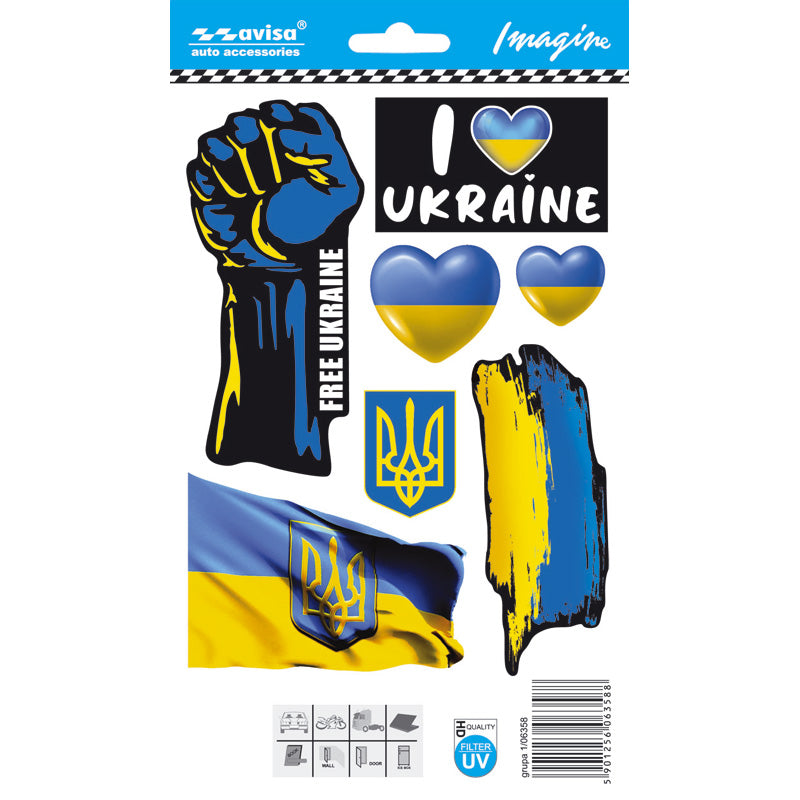 Avisa, AutoTattoo Aufkleber I love UKRAINE/mini collection - 12,5x17,1cm, Vinyl