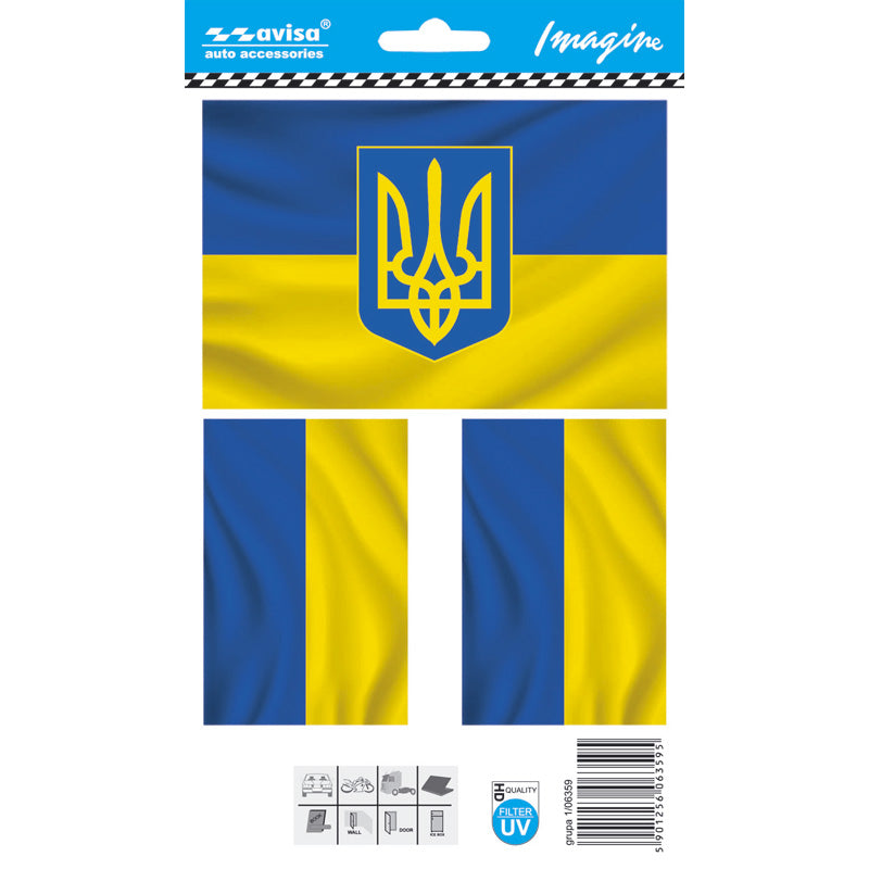 Avisa, AutoTattoo Aufkleber Ukraine/ flags - 12,7x8,5cm, Vinyl