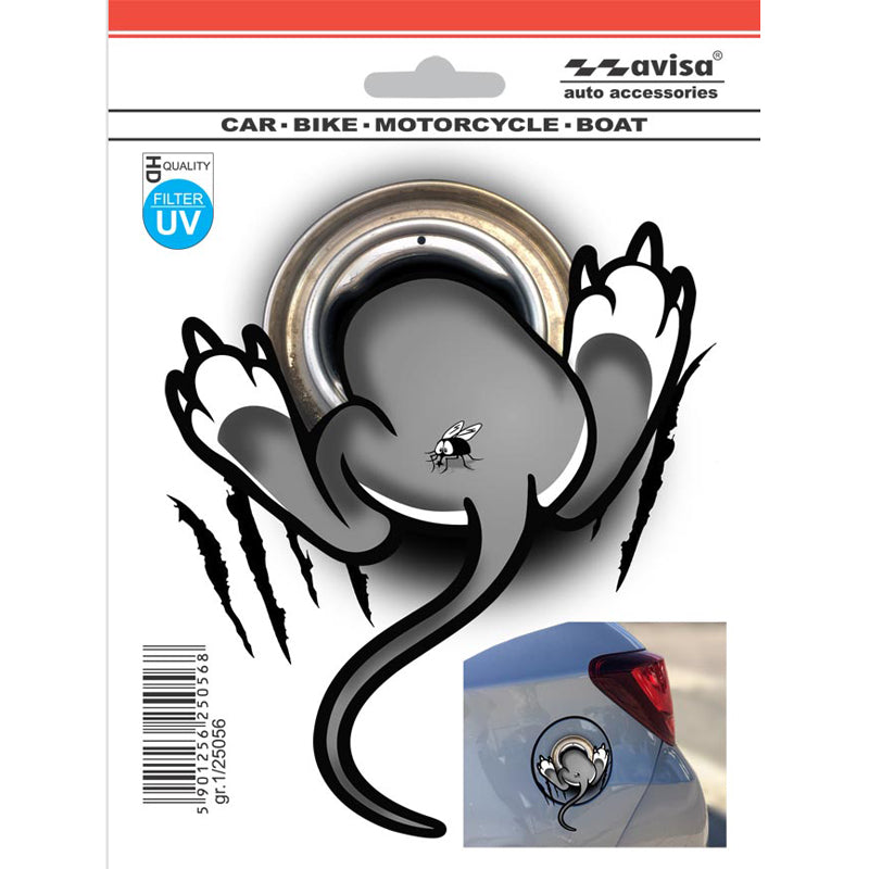 Avisa, AutoTattoo 3D Aufkleber Mouse - 12x14,5cm, Vinyl, Grau, Weiss, Schwarz