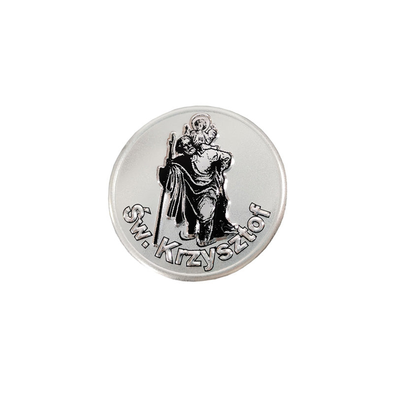 Avisa, Aluminium Embleme/Logo - St.Christopher / Šw. Krzysztof (PL) - Ø4,7cm, Aluminium, Schwarz