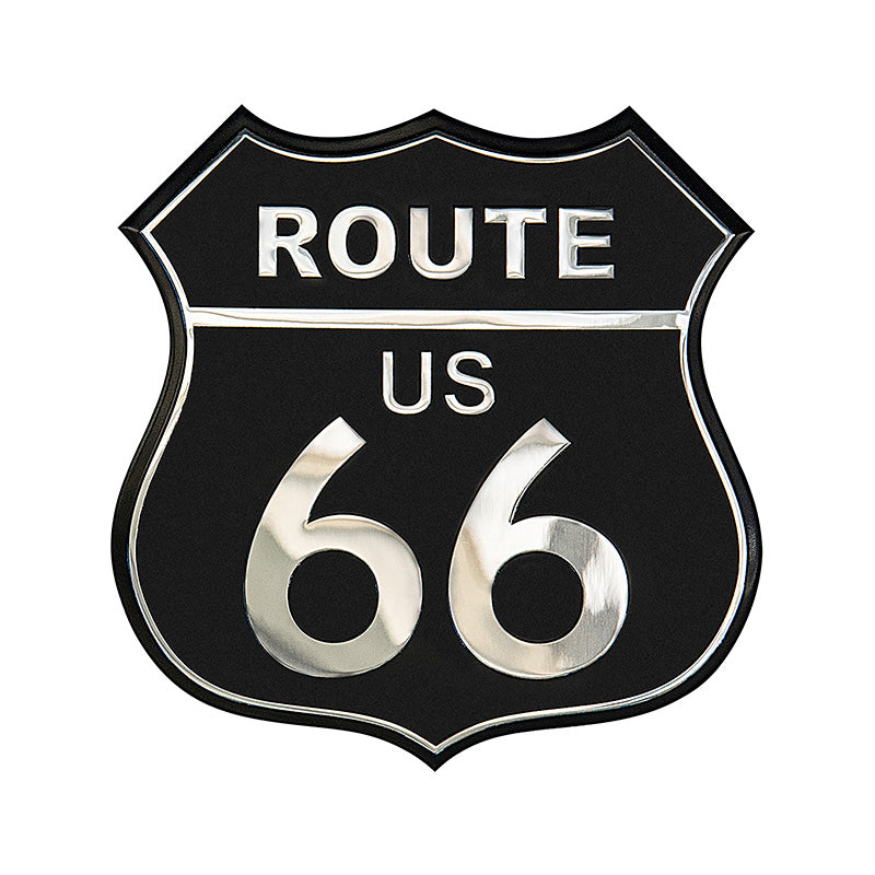 Avisa, Aluminium Embleme/Logo - ROUTE 66 - Black - 8x8cm, Aluminium, Schwarz