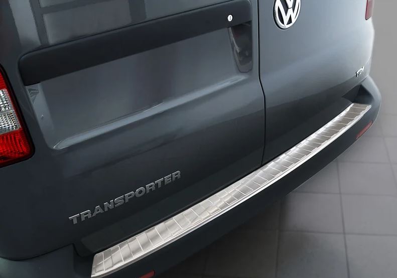 Avisa, Edelstahl Heckstoßstangenschutz passend für VW Transporter T5 2003-2015 (Alle) & T6 2015- / FL 2019- (mit Hecktüren) XL Ribs, Silber