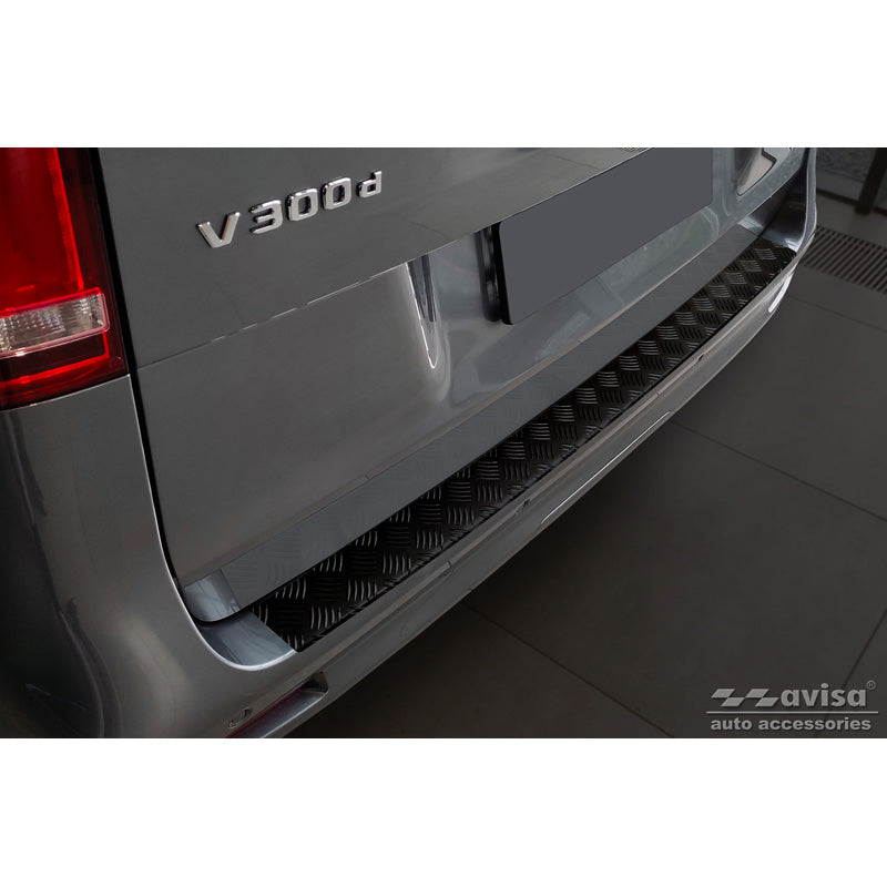 Avisa, Matt-Schwarz Aluminium Heckstoßstangenschutz passend für Mercedes Vito & V-Klasse 2014-2019 & Facelift 2019- Riffled Plate