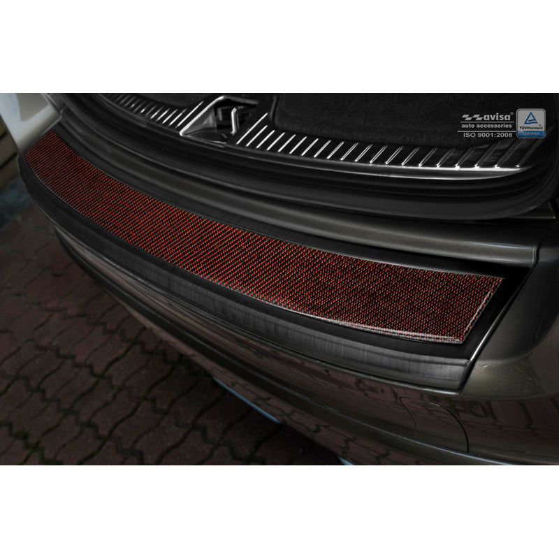 Avisa, Edelstahl Heckstoßstangenschutz Deluxe passend für Volvo XC60 2013-2016 Schwarz/Rot-Schwarz Karbon, Carbon, Edelstahl, Carbon, Rot, Schwarz