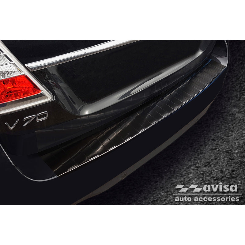 Avisa, Schwarz Edelstahl Heckstoßstangenschutz passend für Volvo V70 Facelift 2013-2016 Ribs