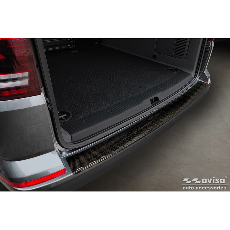 Avisa, Echtes 3D Karbon Heckstoßstangenschutz passend für Volkswagen Caravelle T6 2015-2019 & Caravelle T6.1 2019- (mit Heckklappe) Ribs, Carbon, Carbon, Schwarz