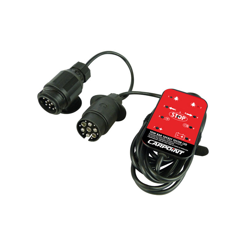 Carpoint, LED-Anhängerkupplungssteckdosen-Tester 12V, Metall, Schwarz