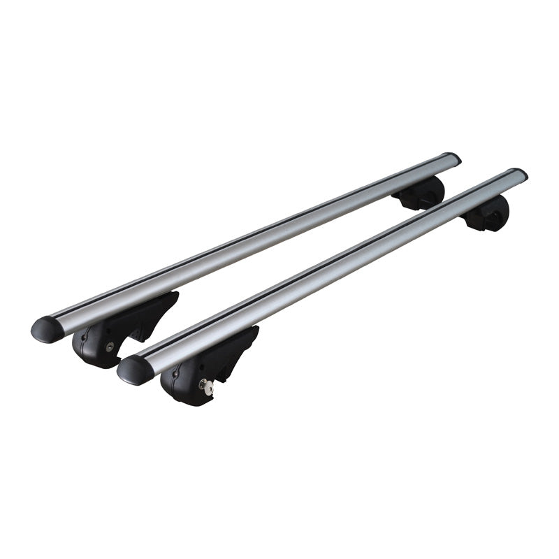 Menabo, Brio Universal Aluminium Dachträgersatz für PKWs mit offene Dach-Schiene, Aluminium, Kunststoff, Aluminium, Schwarz