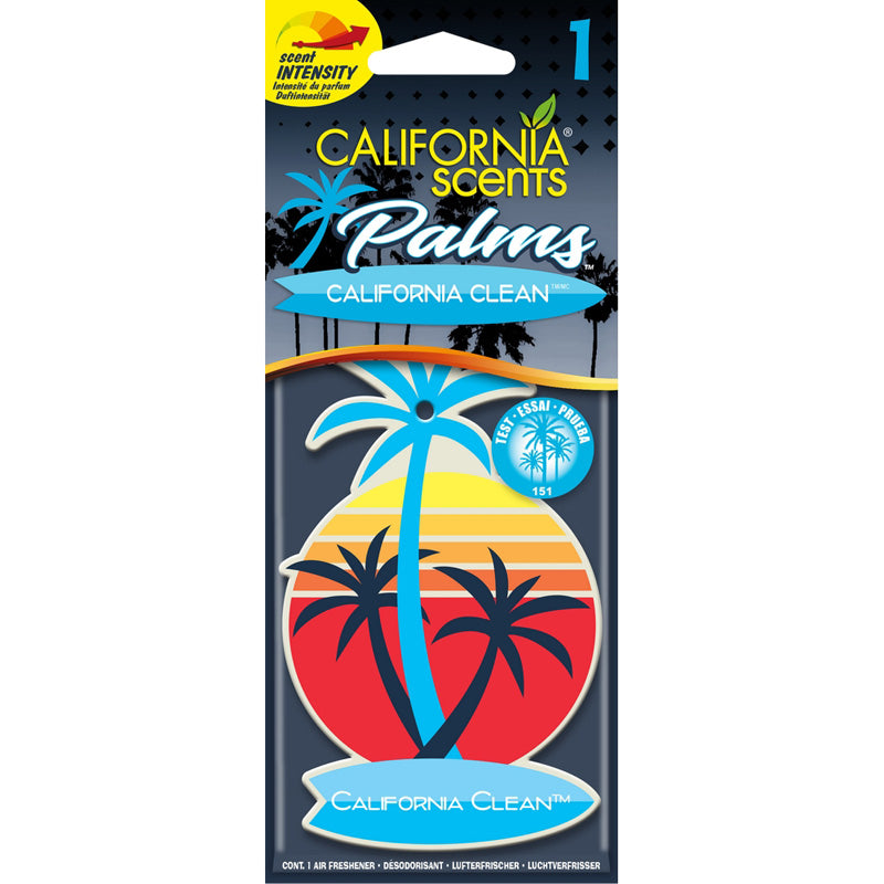 California Scents, Palm Tree Lufterfrischer - California Clean - 1 Stück, Blau