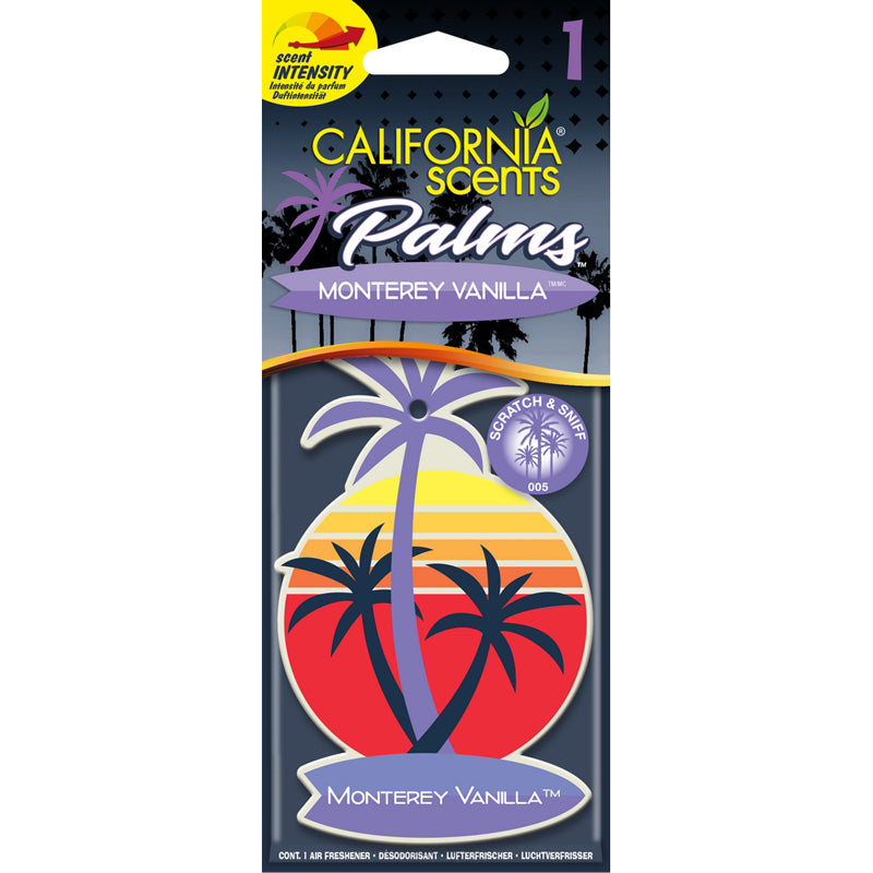 California Scents, Palm Tree Lufterfrischer - Monterey Vanilla - 1 Stück, Violett