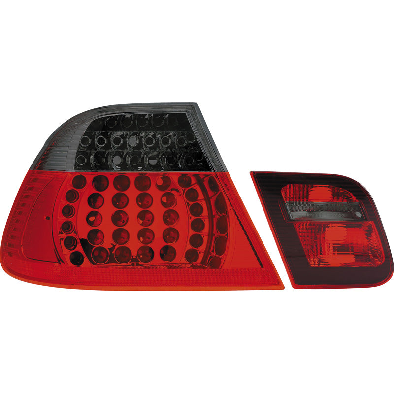 AutoStyle, Satz LED Heckleuchten passend für BMW 3er E46 Limousine 1998-2001 - Rot/Smoke, Rot, Rauchgrau