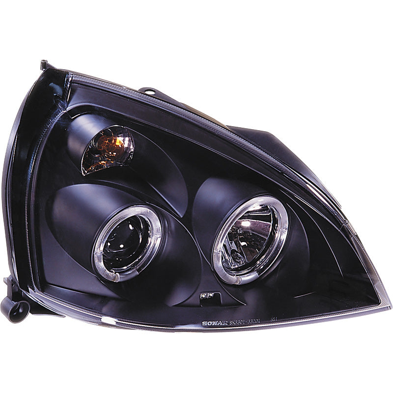 AutoStyle, Satz Scheinwerfer passend für Renault Clio II Facelift 2001-2005 - Schwarz - inkl. Standlichtringen