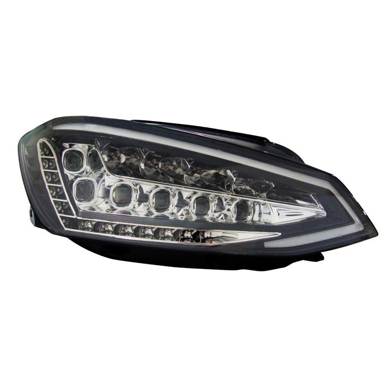 AutoStyle, Satz Scheinwerfer Full-LED inkl. TFL passend für Volkswagen Golf VII 2012-2017 - Schwarz - inkl. Stellmotor