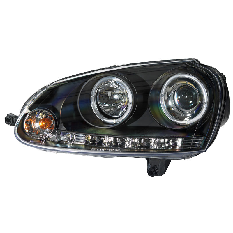 AutoStyle, Satz Scheinwerfer passend für Volkswagen Golf V 2003-2008 - Schwarz - inkl. Standlichtringen