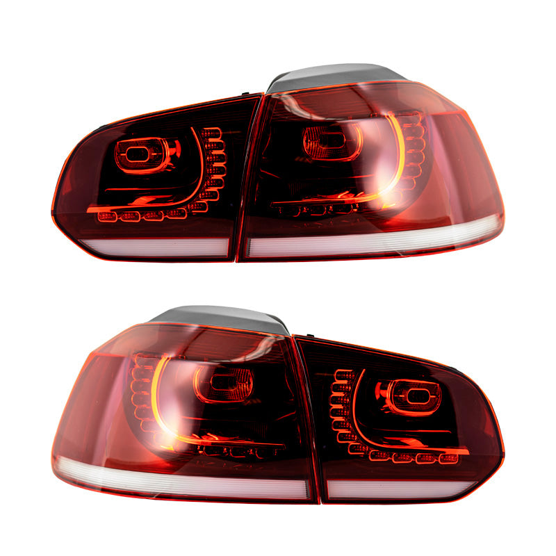 AutoStyle, Satz LED Heckleuchten R-Look passend für Volkswagen Golf VI 2008-2012 exkl. Variant - Rot/Klar/Smoke - inkl. Dynamische Blinker, Rot, Rauchgrau