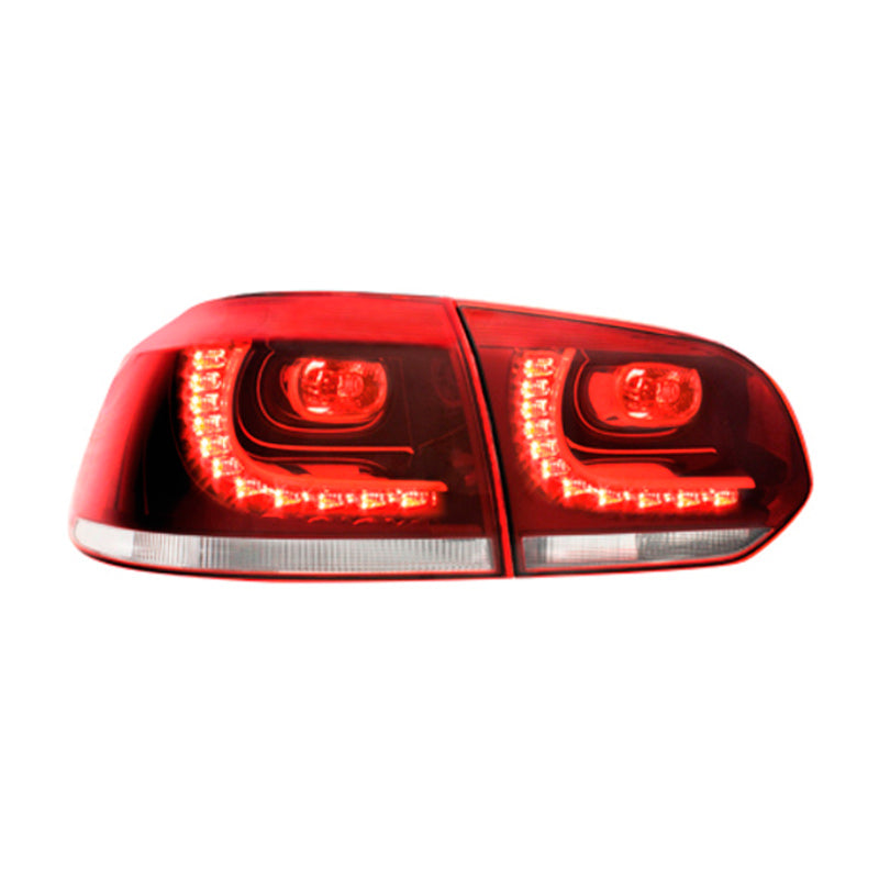 Depo, Satz LED Heckleuchten R-Look passend für Volkswagen Golf VI 2008-2012 exkl. Variant - Rot/Klar, Chrom, Rot