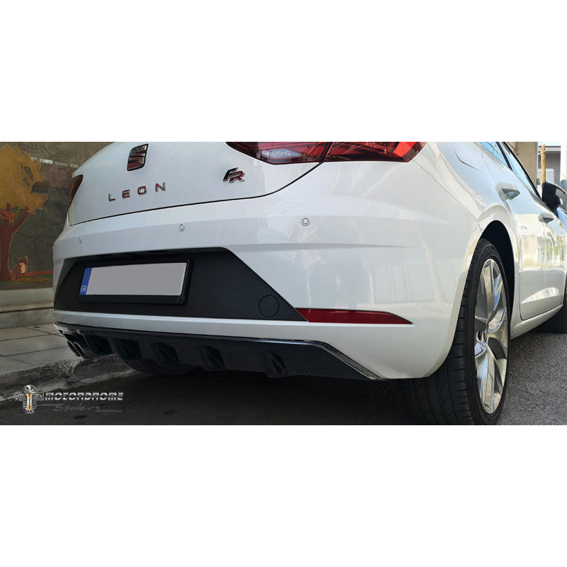 Motordrome, Heckschürzenansatz (Diffusor) passend für Seat Leon 5F FR 5-türer Facelift 2017-2020 (ABS), Schwarz