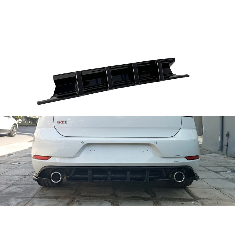 Motordrome, Heckschürzenansatz (Diffuser) passend für Volkswagen Golf 7.5 GTI 2017-2020 (ABS Glänzend Schwarz)