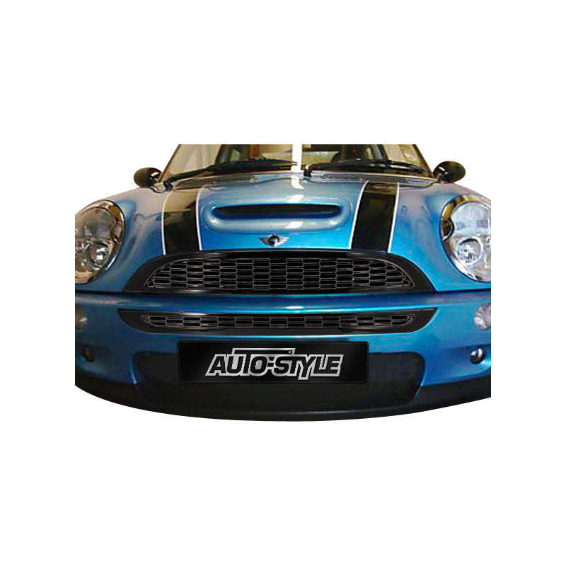 AutoStyle, Schwarze Grills passend für BMW New Mini R50/R52/R53 2001-2006 (oben+unten), ABS, Aluminium