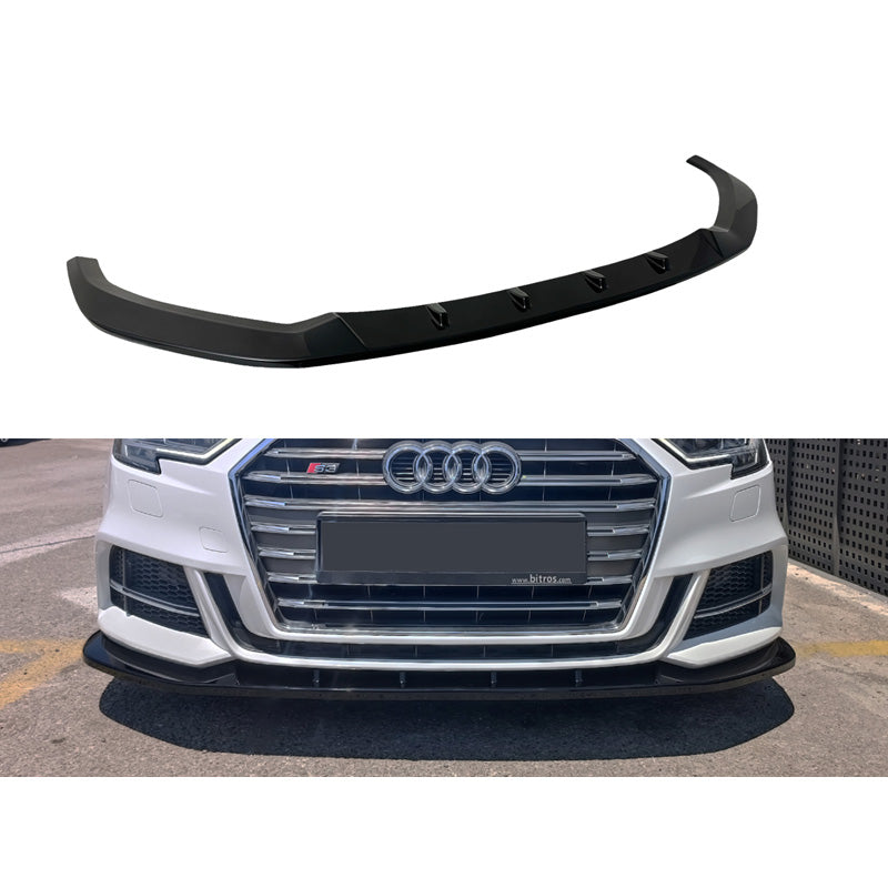 Motordrome, Frontspoileransatz passend für Audi A3 (8V) S-Line/S3 Hatchback/Sportback 2016-2020 Facelift (ABS Glänzend Schwarz)