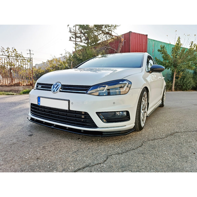 Motordrome, Frontspoileransatz passend für Volkswagen Golf VII R / R-Line 2012-2017 (ABS Glänzend Schwarz), Unlackiert, Schwarz