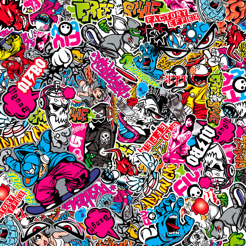 AutoStyle, Stickerbomb Folie - Graffiti design 1 - Rolle 60x200cm - Selbstklekend, Vinyl