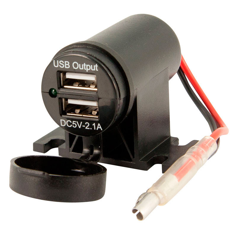 Carpoint, USB Adapter - 2 Anschlüße 5V-2.1A - Auf-/Unterbau - 12V - schwarz, Kunststoff, Schwarz