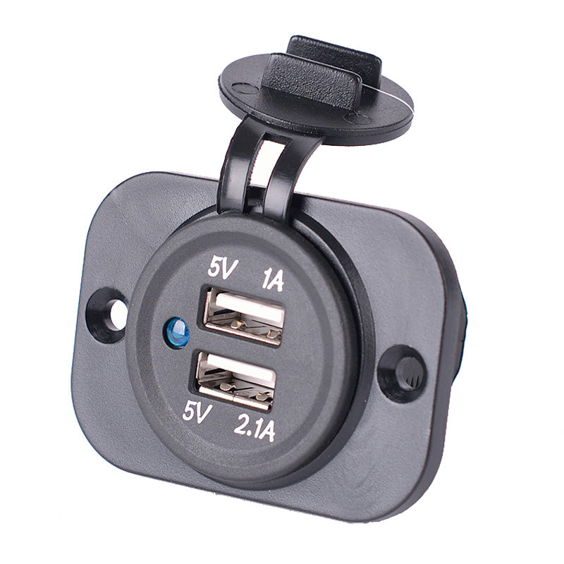 AutoStyle, Einbau USB Adapter 2xUSB 5V-2,1A&1A/Input 12V-24V, Kunststoff, Schwarz