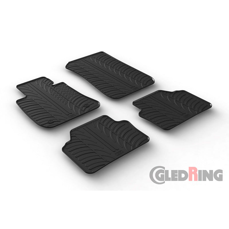 Gledring, Satz Gummimatten passend für BMW 3er E90/E91 2005-2012 (T Profil 4-teilig + Montage-clips), Schwarz