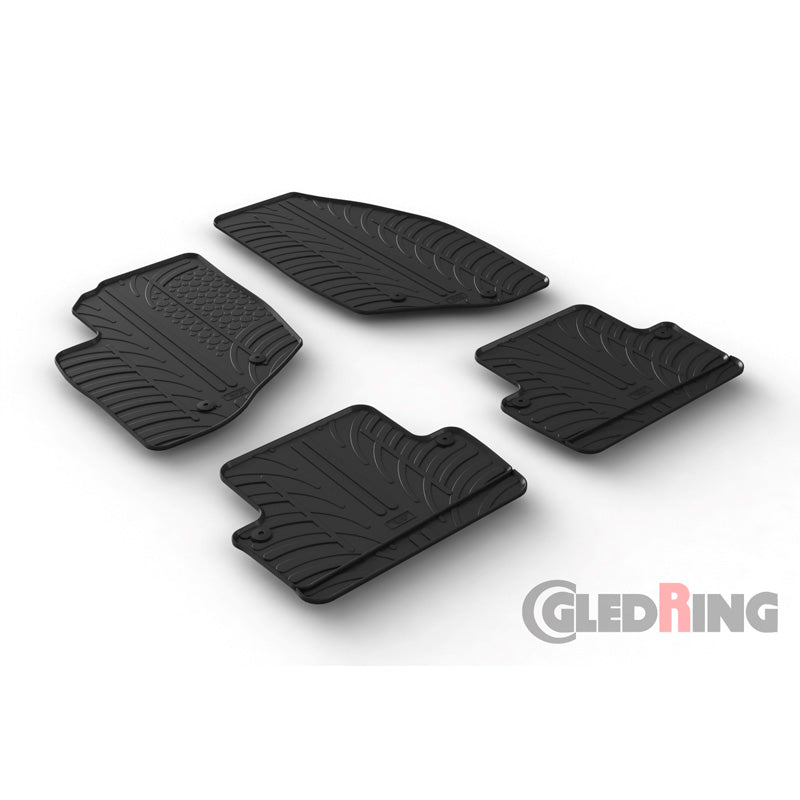 Gledring, Satz Gummimatten passend für Volvo V70/XC70 2000-2007 & S60 2000-2009 (T Profil 4-teilig + Montage-clips), Schwarz