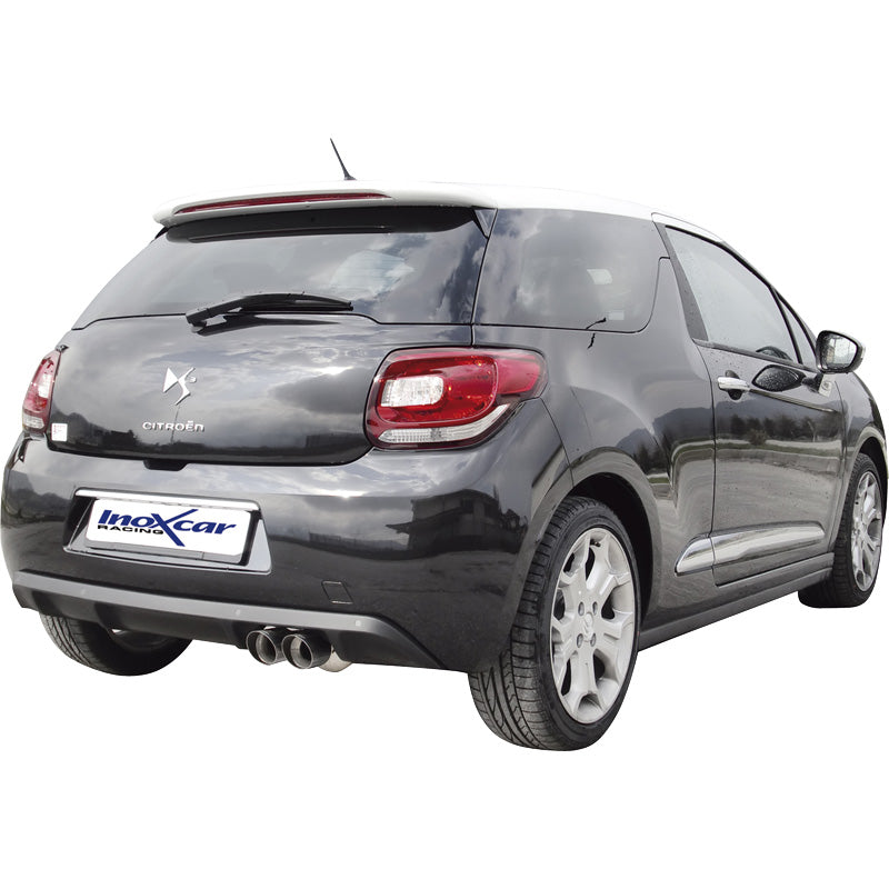 InoXcar, 100% Edelstahl Sportauspuff passend für Citroën DS3 1.6i 16v Turbo (155PS) 2010- 2x80mm Racing, Inox