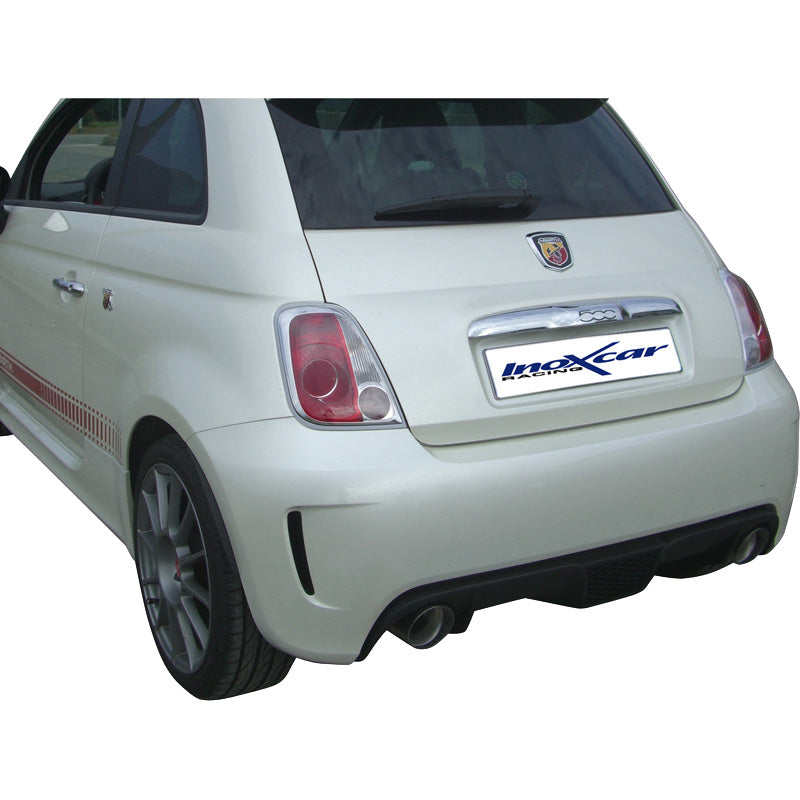 InoXcar, 100% Edelstahl Doppelauspuff passend für Fiat 500 1.4T Abarth 2008- Links/Rechts 102mm Racing, Inox