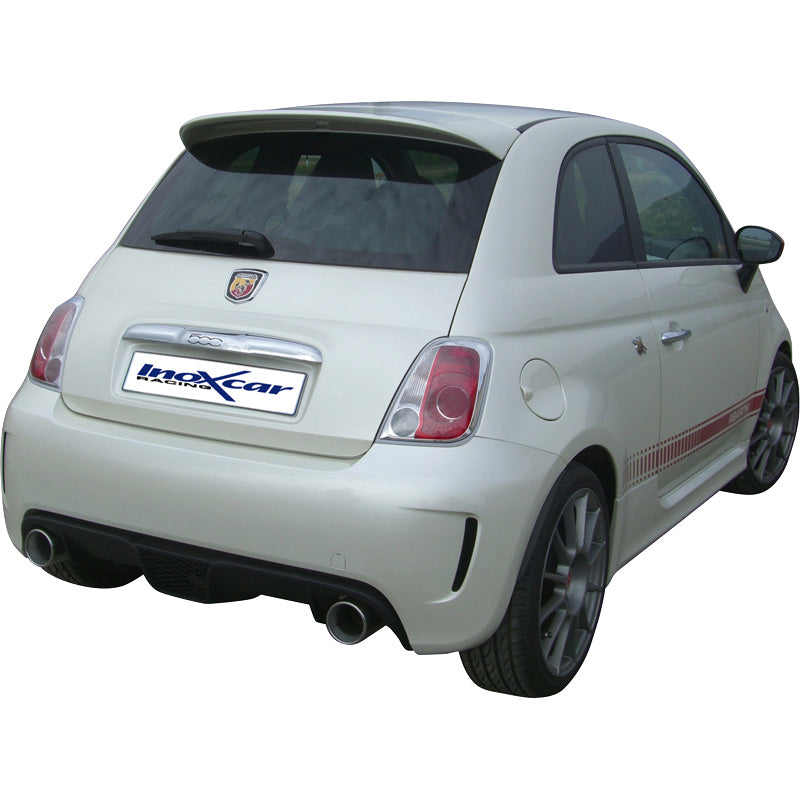 InoXcar, 100% Edelstahl Doppelauspuff passend für Fiat 500 1.4T Abarth 2008- Links/Rechts 102mm, Inox