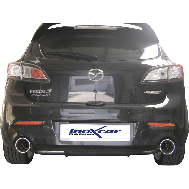 InoXcar, 100% Edelstahl Doppelauspuff passend für Mazda 3 2.3Di MPS (260PS) 2010- Links/Rechts 120mm Mega, Inox