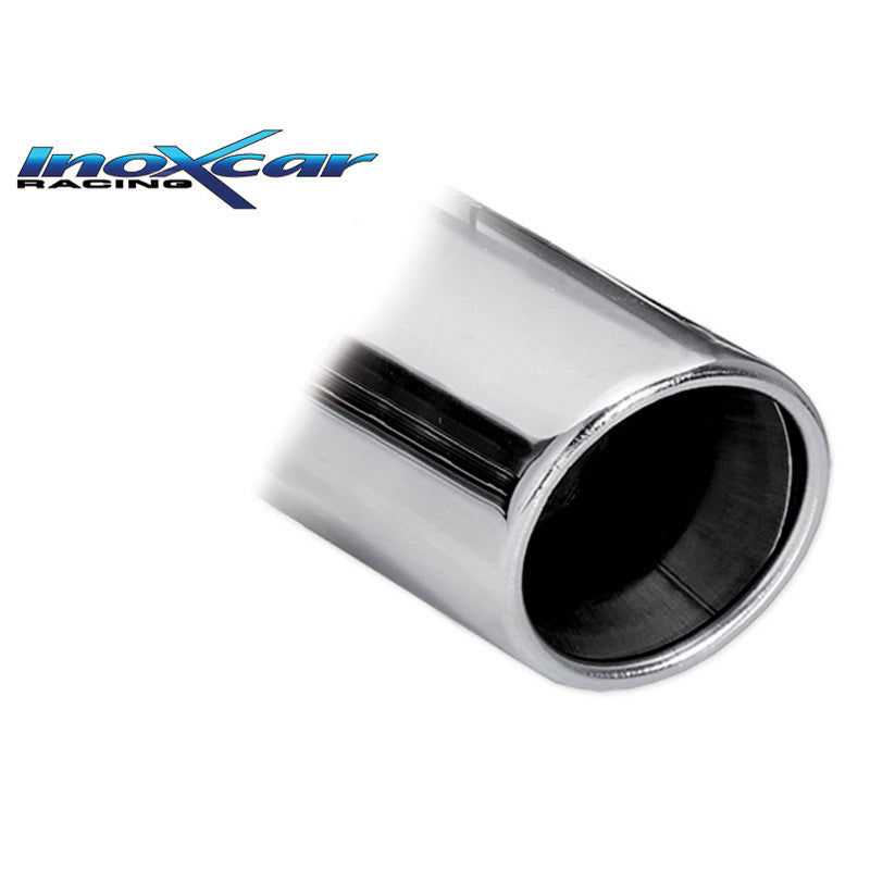 InoXcar, 100% Edelstahl Sportauspuff passend für Mini One Cabrio 1.6 98PS 2013- 1x90mm X-Race, Inox