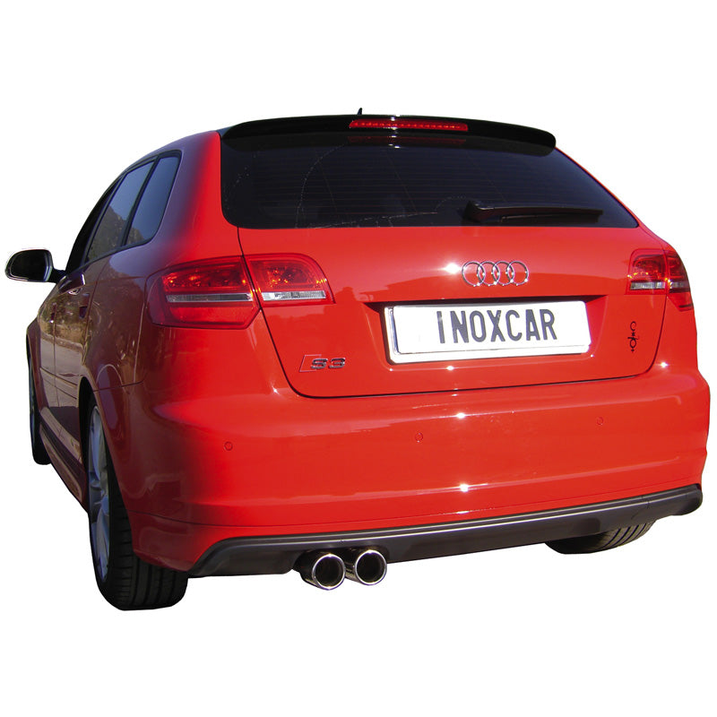 InoXcar, 100% Edelstahl Sportauspuff passend für Audi S3 8P Sportback 2.0TFSi (265PS) 2008- 2x80mm, Inox