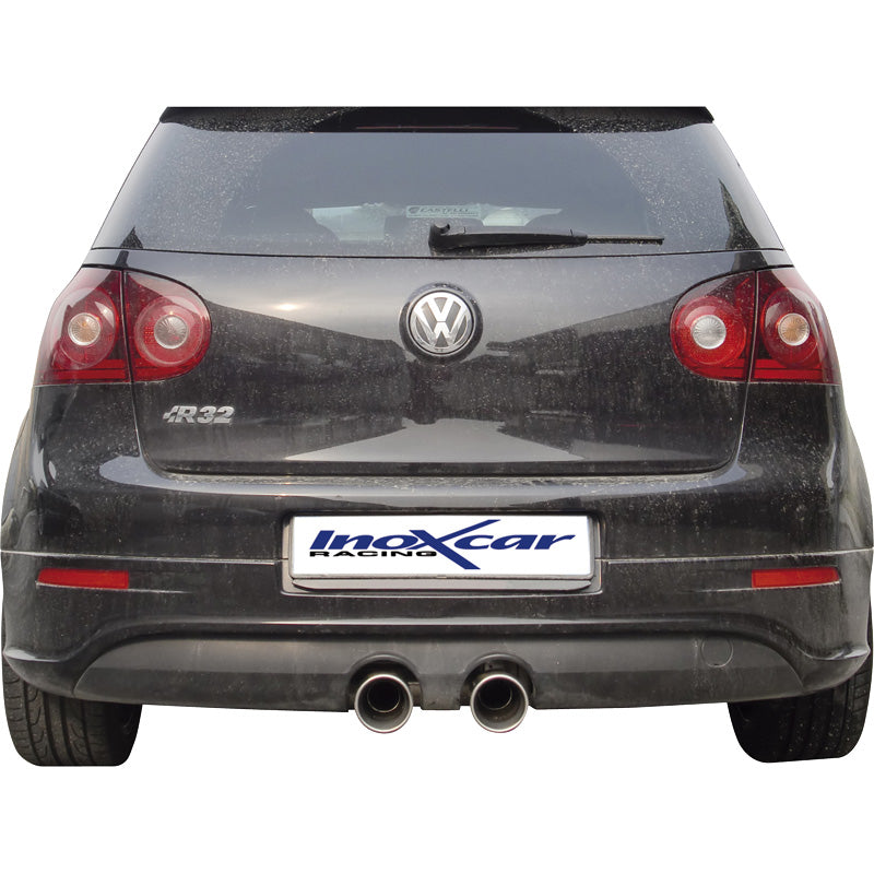 InoXcar, 100% Edelstahl Sportauspuff Zentral passend für Volkswagen Golf V R32 3.2 V6 (250PS) 2004- Links/Rechts 102mm, Inox