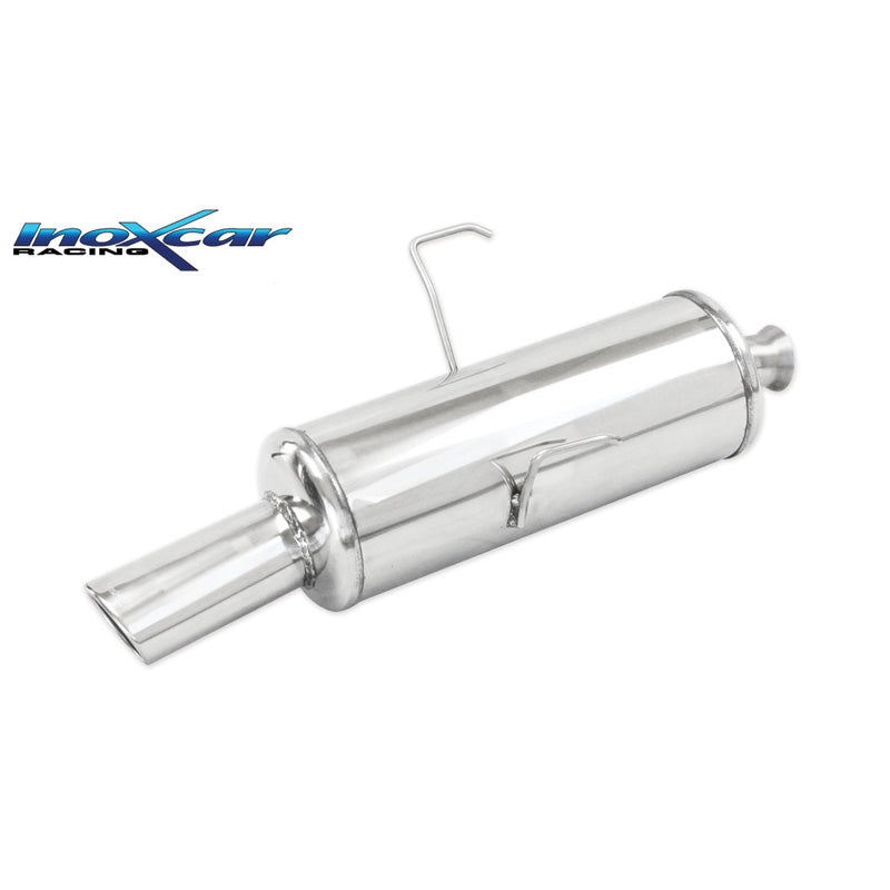 InoXcar, 100% Edelstahl Sportauspuff passend für Peugeot 106 1.1 60PS 1996-2000 1x90mm Rally, Inox