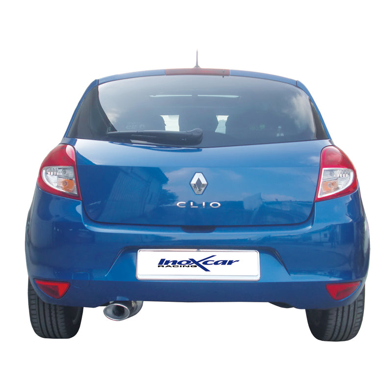 InoXcar, 100% Edelstahl Sportauspuff passend für Renault Clio III 1.2 16v (75PS) 2005- 120x80mm, Inox