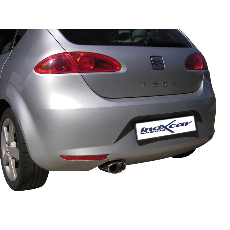 InoXcar, 100% Edelstahl Sportauspuff passend für Seat Leon 1P 1.6 (102PS) 2005- 120x80mm Oblique, Inox