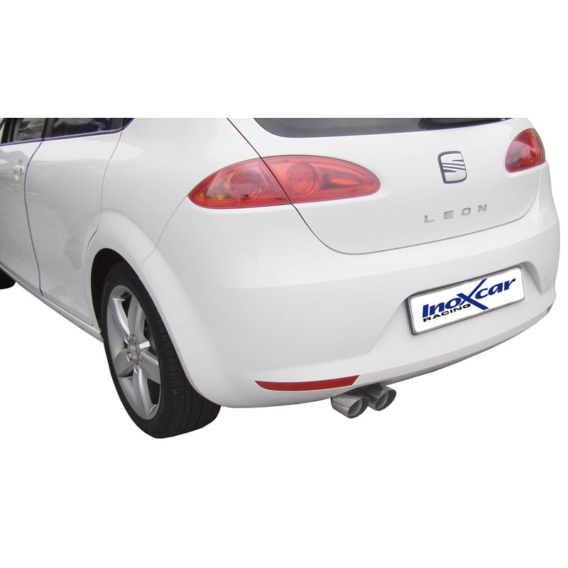 InoXcar, 100% Edelstahl Sportauspuff passend für Seat Leon 1P 1.4TSi (125PS) 2010- 2x80mm Racing, Inox