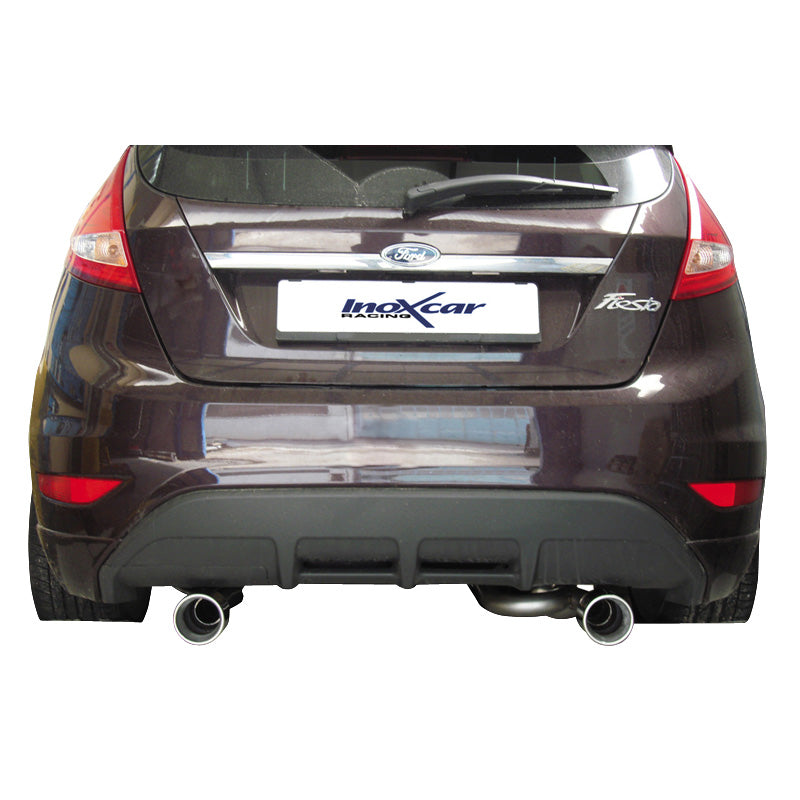 InoXcar, 100% Edelstahl Doppelauspuff passend für Ford Fiesta VII 1.6 (120PS) 9/2008- 102mm, Inox