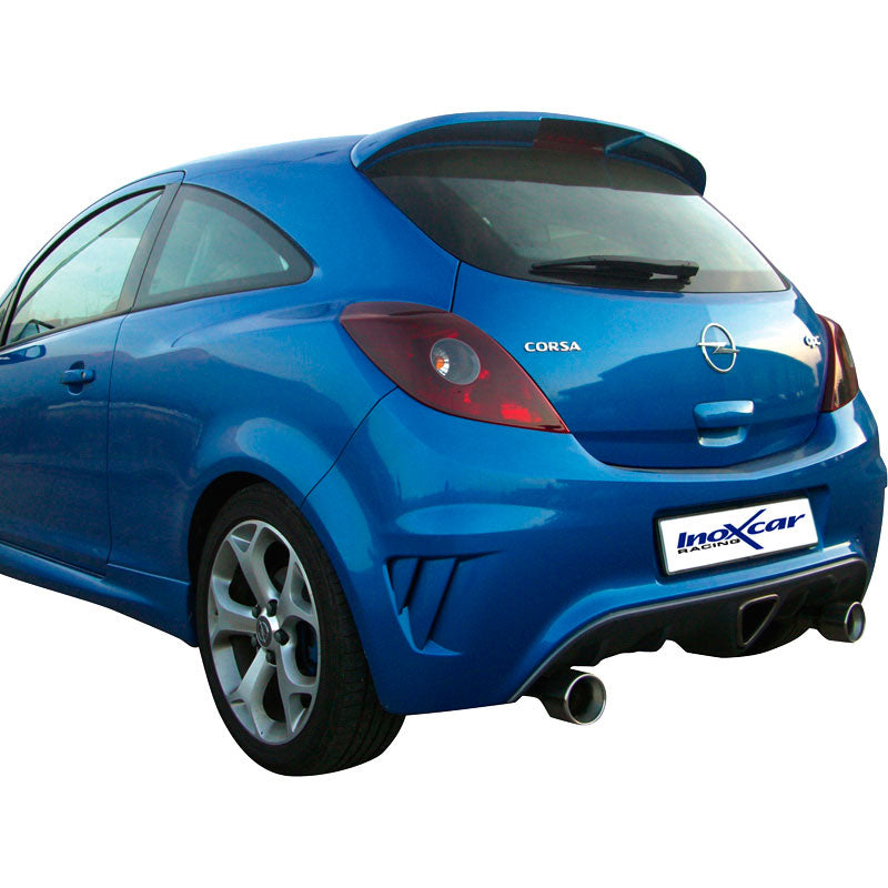 InoXcar, 100% Edelstahl Doppelauspuff passend für Opel Corsa D 1.6 OPC (192PS) 2006- Links/Rechts 102mm Racing, Inox