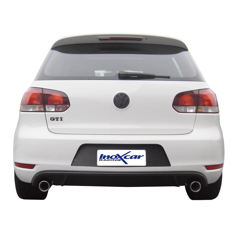 InoXcar, 100% Edelstahl Doppelauspuff passend für Volkswagen Golf VI GTi 2.0TSi (210PS) 2009- Links/Rechts 80mm, Inox