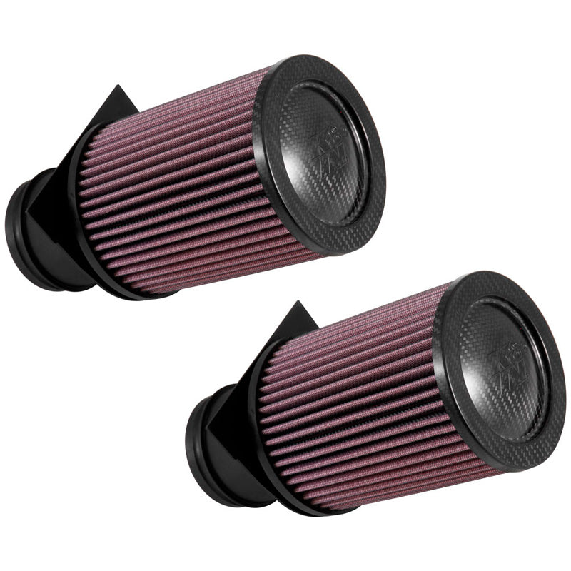 K&N, Tauschluftfilter passend für Audi R8 5.2 V10 (Automatik) 2014-2015 / R8 5.2 V10 2017- & Lamborghini Huracan 5.2 V10 2015- (Satz 2 Stück) (E-0658), Baumwolle, Rot