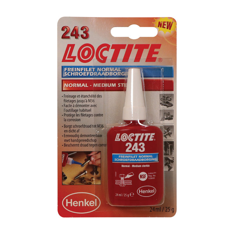 Loctite, 243 Schraubensicherung mittelfest (blau) 24ml, Rot