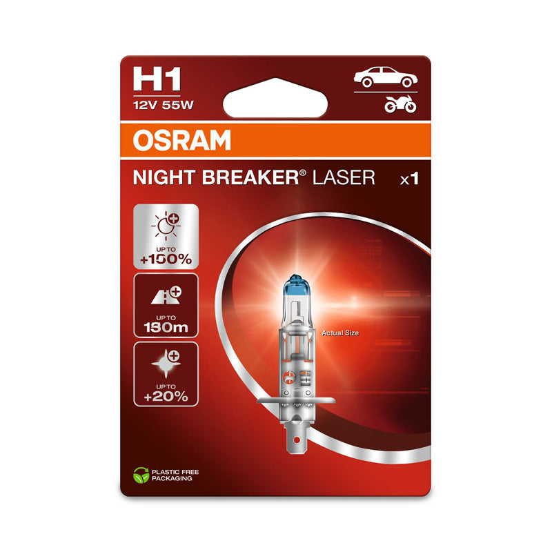 Osram, Night Breaker Laser Halogen Birne - H1 - 12V/55W - Pro Stück, Blau